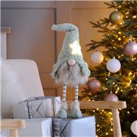 Light up Standing Gonk with Green Hat - Christmas Decoration