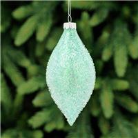 Green Ice Textured Glass Olive - Christmas Tree Decoration