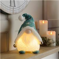 Pair of Light Up Blue and Green Sitting Gonks - Christmas Decoration