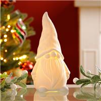 Light Up Porcelain White Gonk - Christmas Decoration