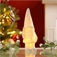 Light up Porcelain White Gonk Holding Tree - Christmas Decoration
