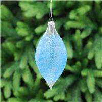 Blue Encrusted Glass Olive - Christmas Tree Decoration