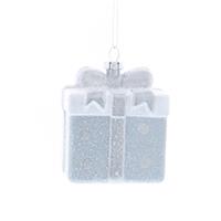 Plastic Silver Glitter Present - Christmas Tree Decoration