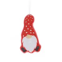 Hanging Red Decoupage Sitting Gonk - Christmas Tree Decoration