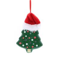 Hanging Decoupage Tree with Red Santa Hat - Christmas Tree Decoration