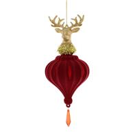 Hanging Red and Gold Acrylic Dear Head on Onion - Christmas Tree Decoration