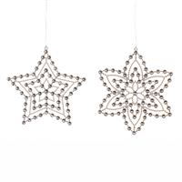 Christmas Tree Decoration - Metalic Rose Gold Stars - Pack of 2