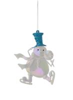 White Iridescent Snowman with Blue Hat - Christmas Tree Decoration