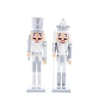 Christmas Decoration - Assorted Silver and White Nutcracker - Pack of 2
