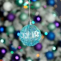 Christmas Tree Decoration - Blue Iridescent Ice Etched Bauble
