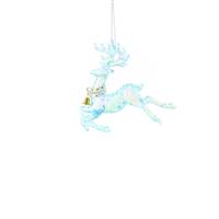Christmas Tree Decoration - Duck Egg Blue Reindeer with Red and Gold Detail