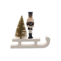 Christmas Table Decoration - Nutcracker and Christmas Tree on Wooden Sleigh