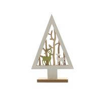 Christmas Table Decoration - Wooden Tree with Reindeer Inside