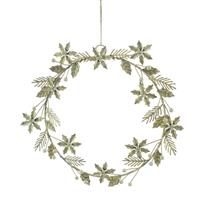 Christmas Decoration - Metal Gold Flower Hanging Wreath
