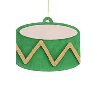Christmas Tree Decoration - Hanging Green Wooden Drum