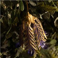 Purple with Gold Glitter Bell - Christmas Tree Decoration