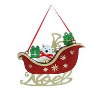 Christmas Tree Decoration - Wooden Polar Bear in Red Sleigh