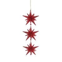 Christmas Tree Decoration - Red Glitter Three Starburst