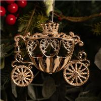 Hanging Gold Carriage - Christmas Tree Decoration