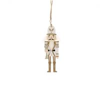 13cm Hanging White and Gold Nutcracker - Christmas Decoration