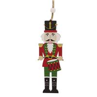 14cm Hanging Red and Green Nutcracker with Drums - Christmas Decoration