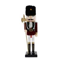 Wooden Nutcracker with Faux Fur Hat - 38cm tall - Christmas Decoration