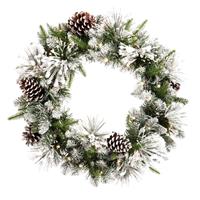 60cm LED Flocked Wreath - Christmas Decoration - Battery Operated