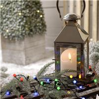 50 Multi-Colour Timer Berry Lights - Battery Operated - Christmas Decoration