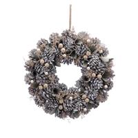 White Pinecone and Gold berries Wreath in a Box - Christmas Decoration
