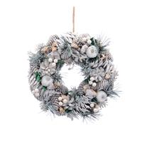 Frosted Pinecones and White Apples Wreath in a Box - Christmas Decoration