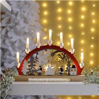 Light Up Robin Scene with Red Candle Bridge - Battery Operated - Christmas Decoration