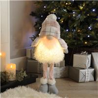 Light Up Grey and Pink Gonk - Battery Operated - Christmas Decoration
