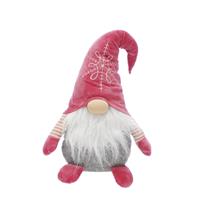 Sitting Grey Gonk with Pink Snowflake Hat - Christmas Decorations