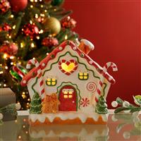 Christmas Decoration - Candy Cane Gingerbread House - 22cm
