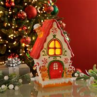 Christmas Decoration - Candy Cane Gingerbread House - 25cm