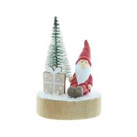 Christmas Decoration - Tabletop Santa with Tree on Wooden Base