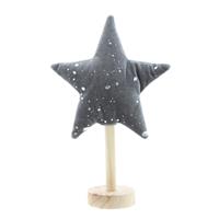 Christmas Decoration - Tabletop Grey Star on Wooden Base