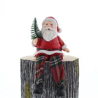 Christmas Decoration - Sitting Dangly Legs Santa Holding Tree
