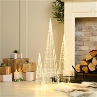 Christmas Decoration - Dewdrop Cone Trees with Warm White Led Lights - Set of 3