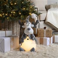 Christmas Decoration - Led Light Sitting Reindeer with Grey Jacket