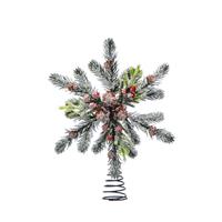 Christmas Decoration - Green Foliage Pine with Berries Tree Topper