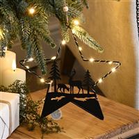 Christmas Decoration - Led Metal Star with Reindeer Scene
