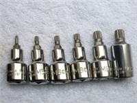 HALFORDS ADVANCED 6PC TRIPLE SQUARE SPLINE SOCKETS, M4 to M12 1/2" DRIVE, NEW.