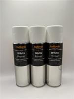 3 x Cans White Primer Aerosol Spray 300ml HALFORDS Tough Durable Protective Coat
