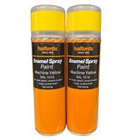 ENAMEL SPRAY PAINT MACHINE YELLOW RAL 1016 300ML HALFORDS CANS X2