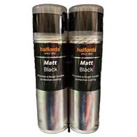 MATT BLACK SPRAY PAINT 300ML 2X CANS HALFORDS