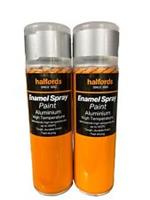 ALUMINIUM ENAMEL SPRAY PAINT 300ML HALFORDS CANS X2