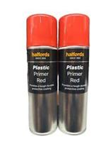 PLASTIC PRIMER RED AEROSOL SPRAY 300ML HALFORDS CANS X2