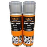 BRAKE CALIPER SILVER SPRAY PAINT 300ML HALFORDS CANS X2