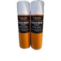 WHITE PRIMER ENAMEL SPRAY PAINT 300ML HALFORDS X 2
